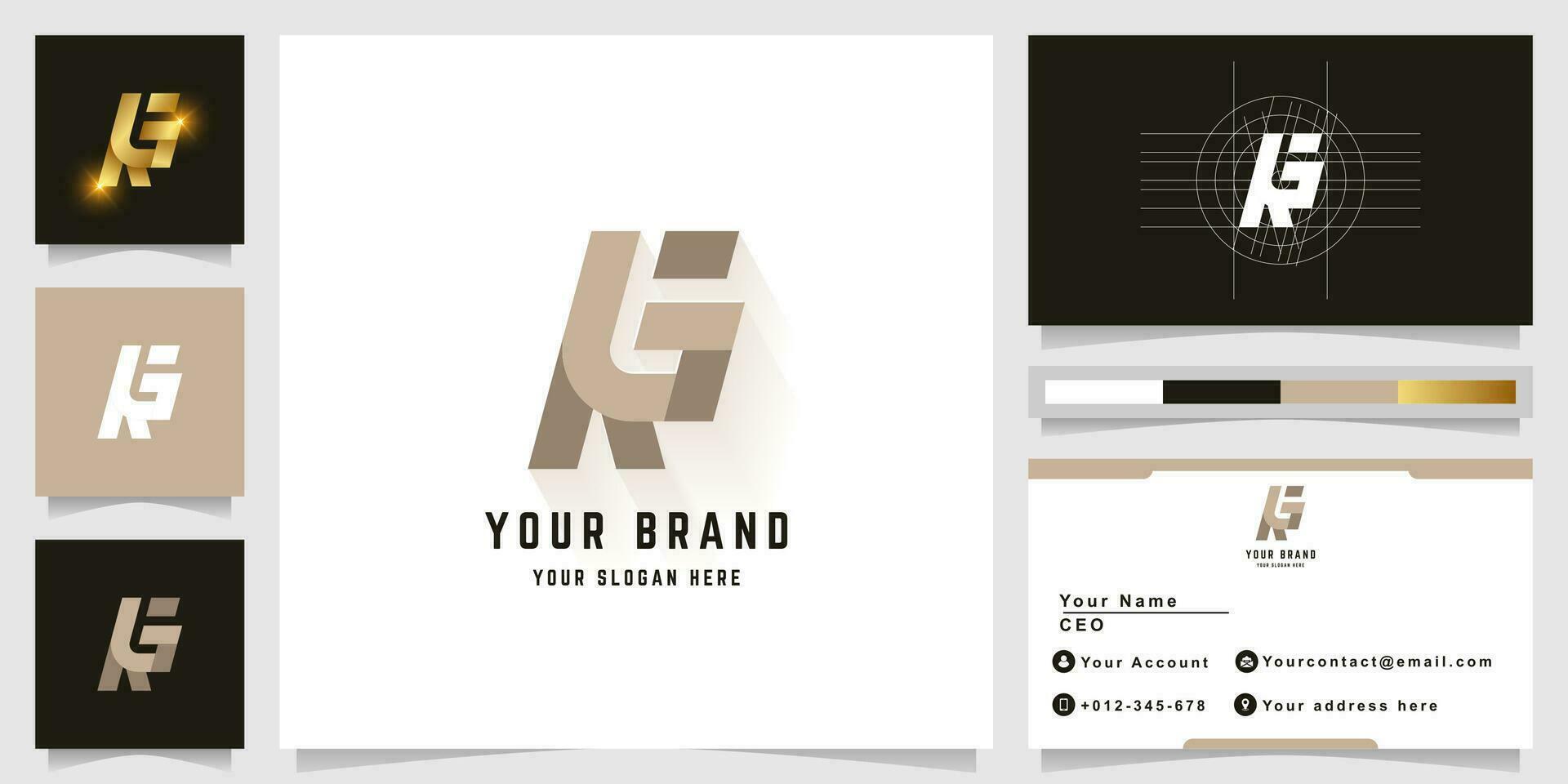 Letter KG or RG monogram logo with business card design vector