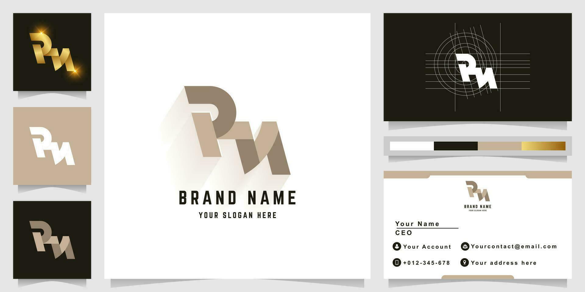 Letter RN or PN monogram logo with business card design vector