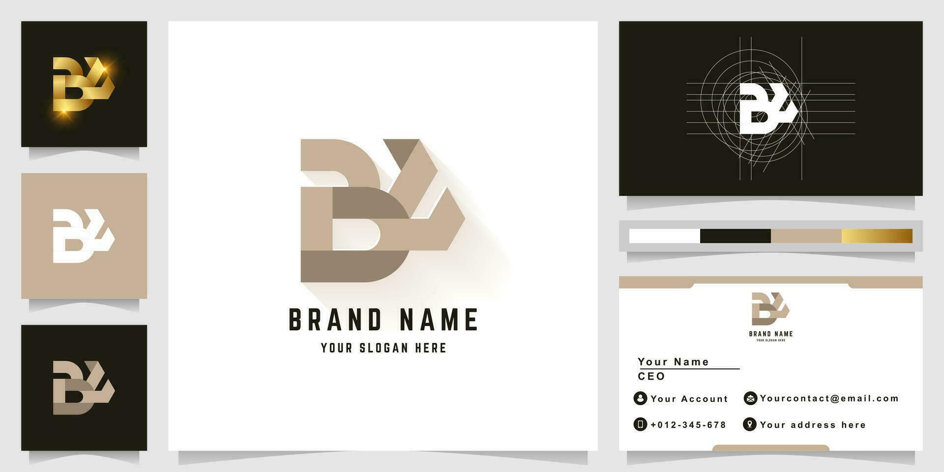 Letter BW or BE monogram logo with business card design vector