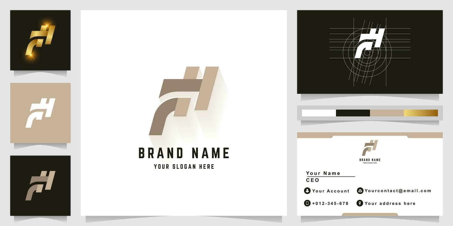 Letter FH or FY monogram logo with business card design vector