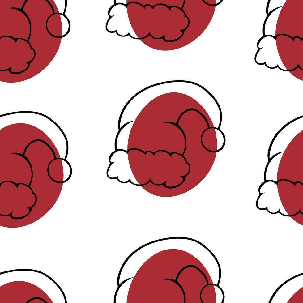 Seamless pattern Doodle Santa Claus hat. Christmas suit vector