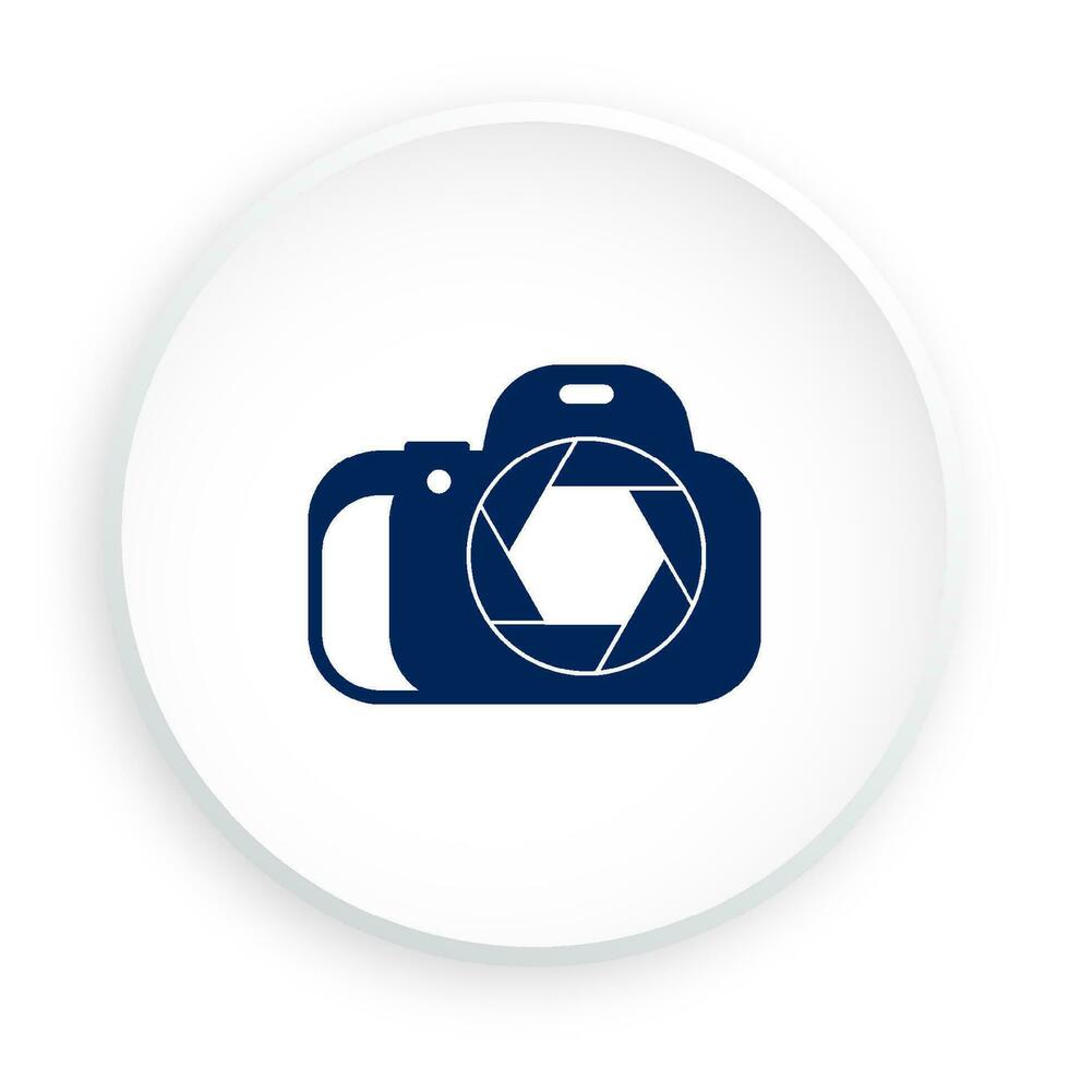 camera and lens icon in neomorphism style for mobile app. Button for mobile application or web. Vector on white background