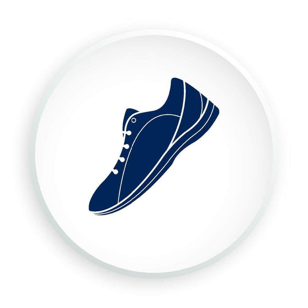 sports sneaker and sole, running shoes icon in neomorphism style for mobile app. Sport equipment. Button for mobile application or web. Vector on white background