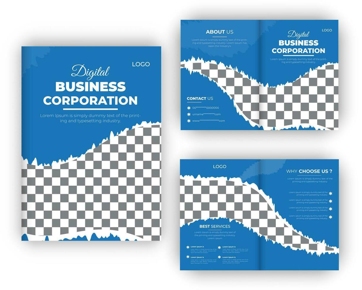 Business bi fold brochure and Digital company profile design template vector