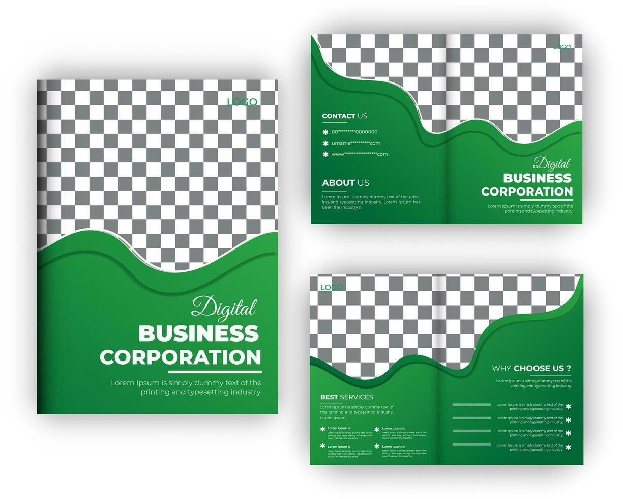 Business bi fold brochure and Digital company profile design template vector