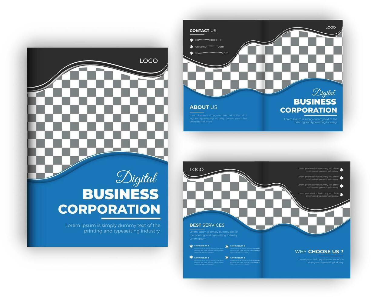 Business bi fold brochure and Digital company profile design template vector