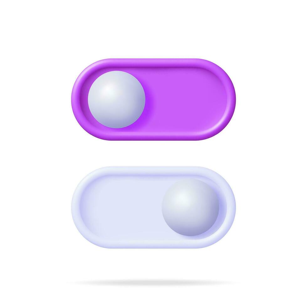 3D On and Off Buttons Switch Isolated. Render Slider Bars Selector. Switcher Yes or Not. Off and On Position in Circle Shape. Unlock and Lock. Vector Illustration