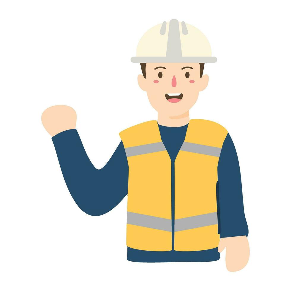 Young man industrial engineer wearing a white helmet.png vector