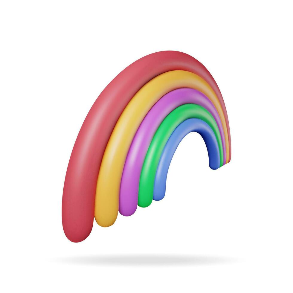 3d dibujos animados arco iris aislado en blanco antecedentes. hacer mínimo arco iris Arte elemento. el plastico niños juguete. realista niños decoración. vector ilustración.