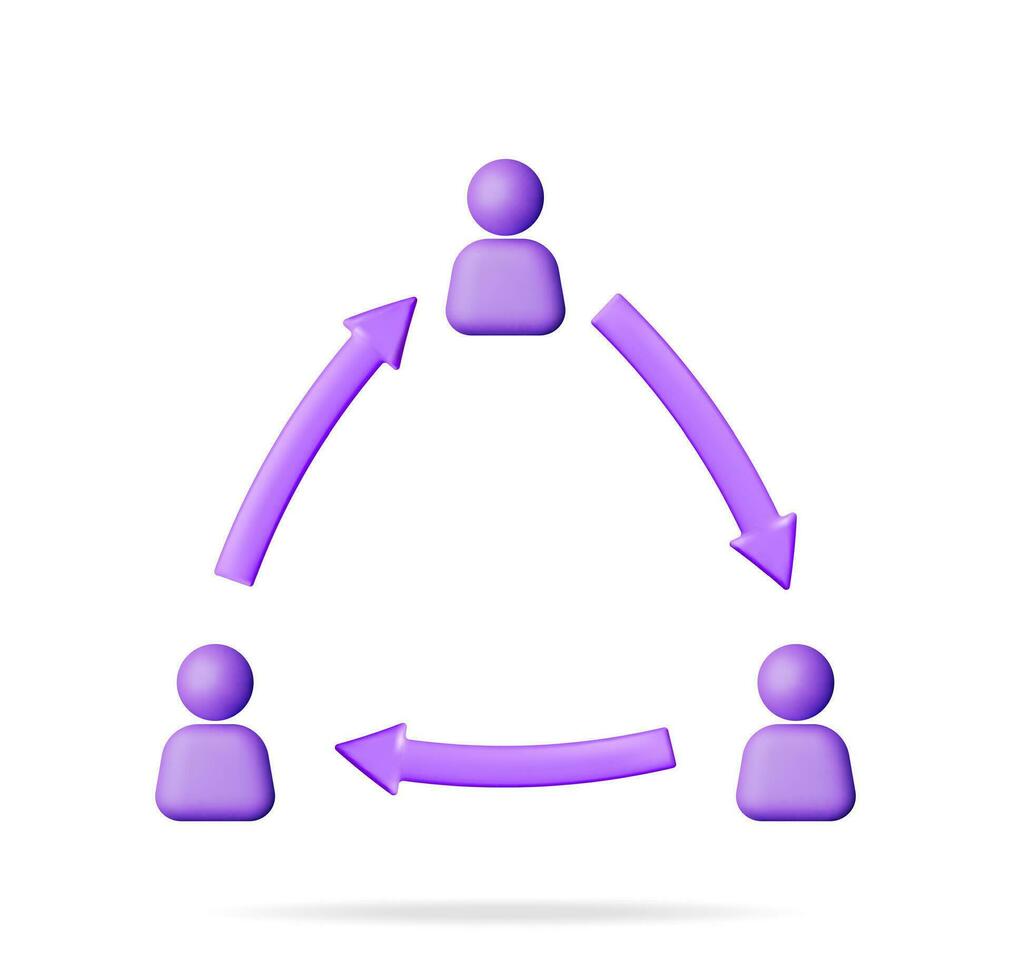 3D User Sync or Switch Symbol Isolated. Render User Exchange, Synchronization or File Transfer. User Profile with Arrows Icon. Employee Replacement or People Swap Position. Vector illustration