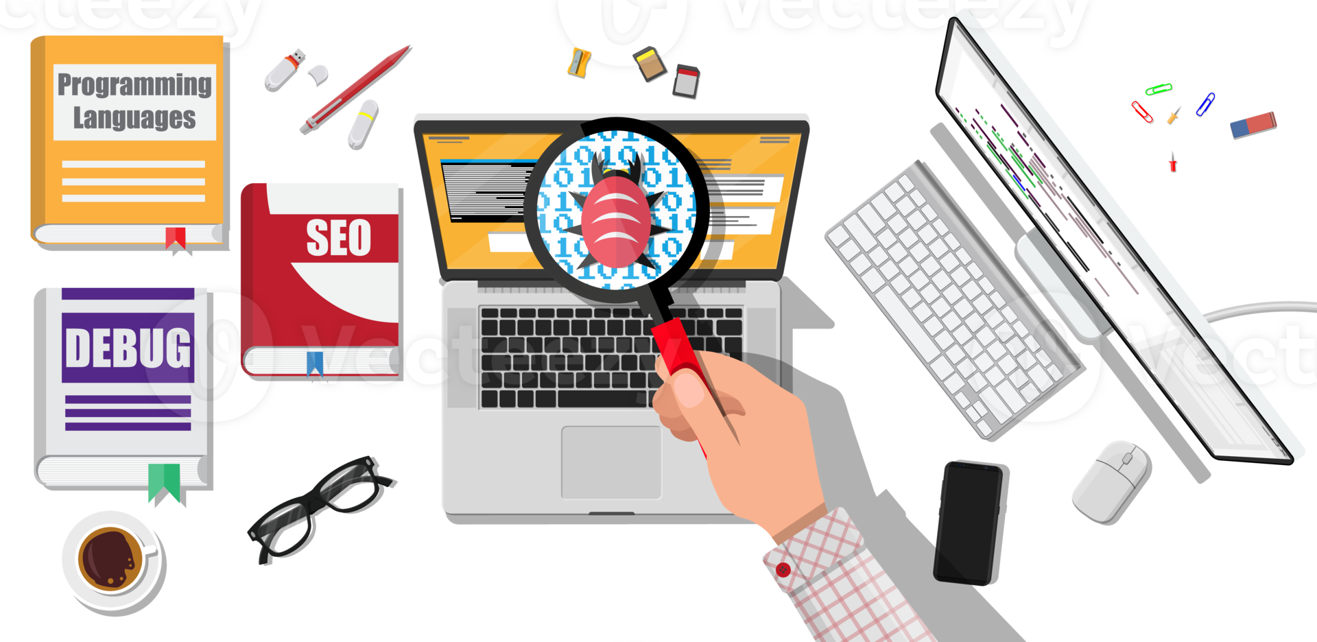 Bug and virus in the programming code 35856483 png