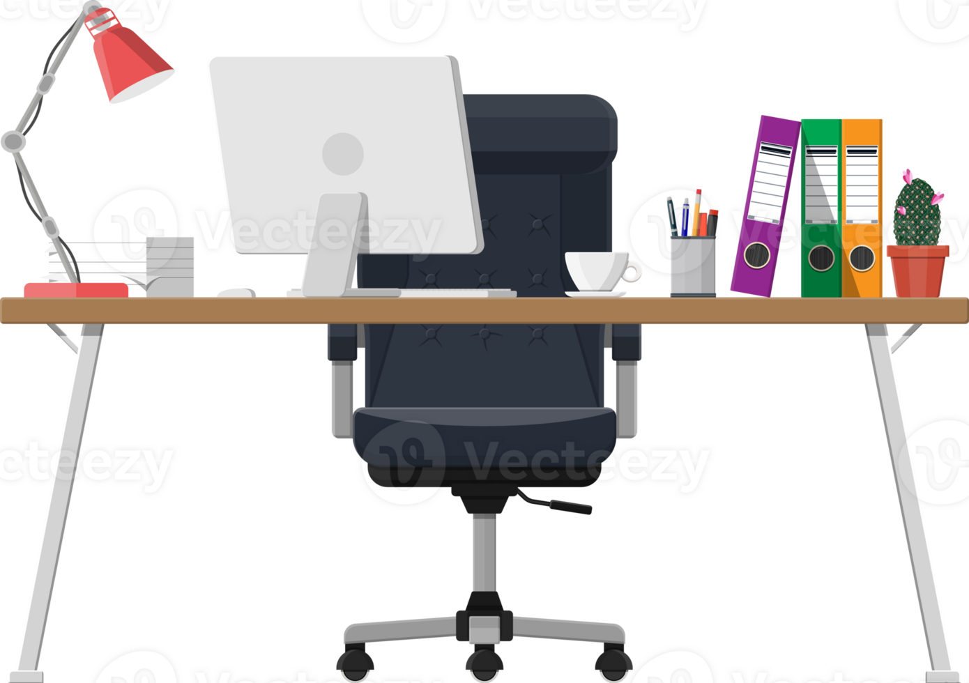 mesa de escritório com computador png