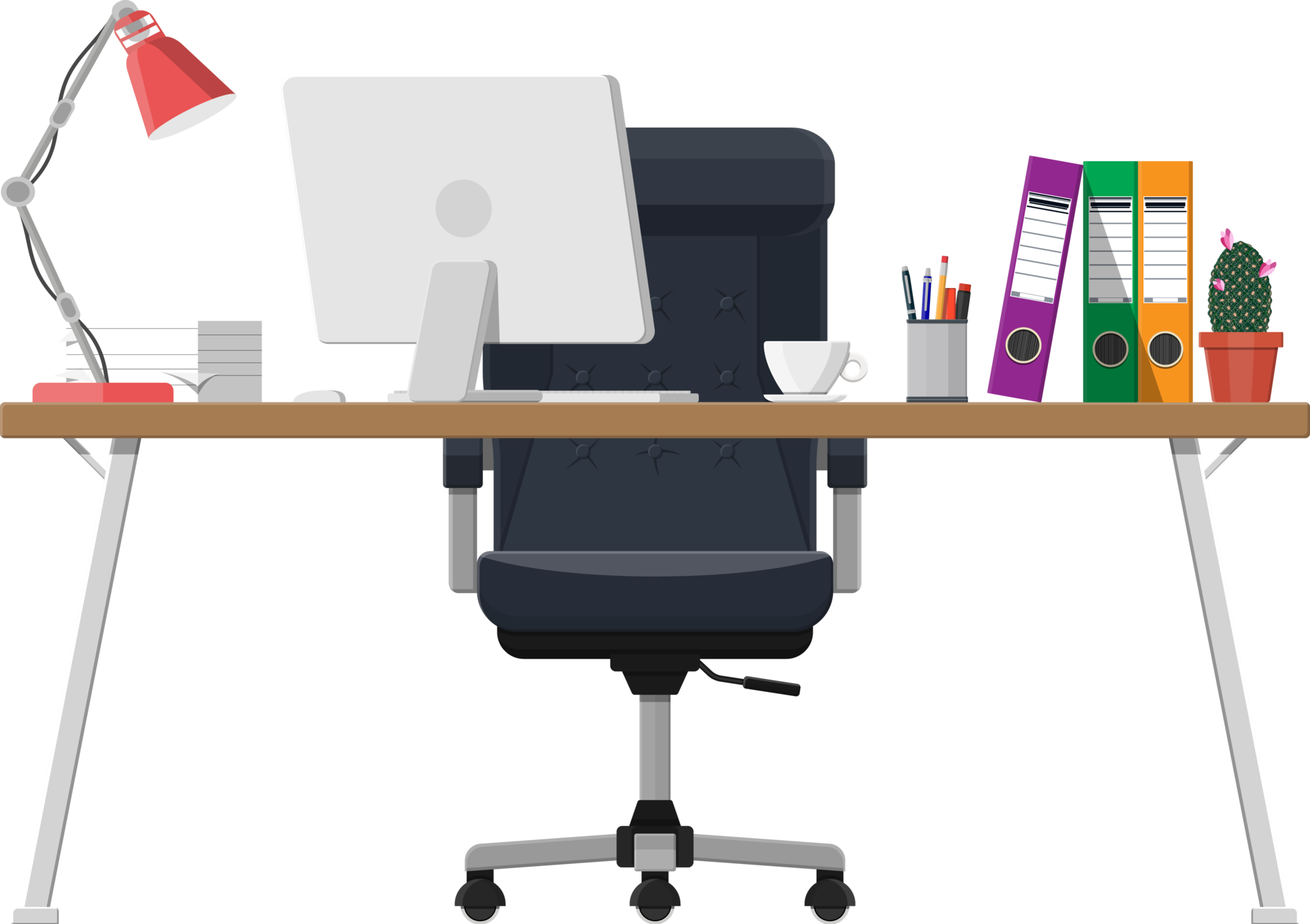 Office desk with computer 35856511 PNG
