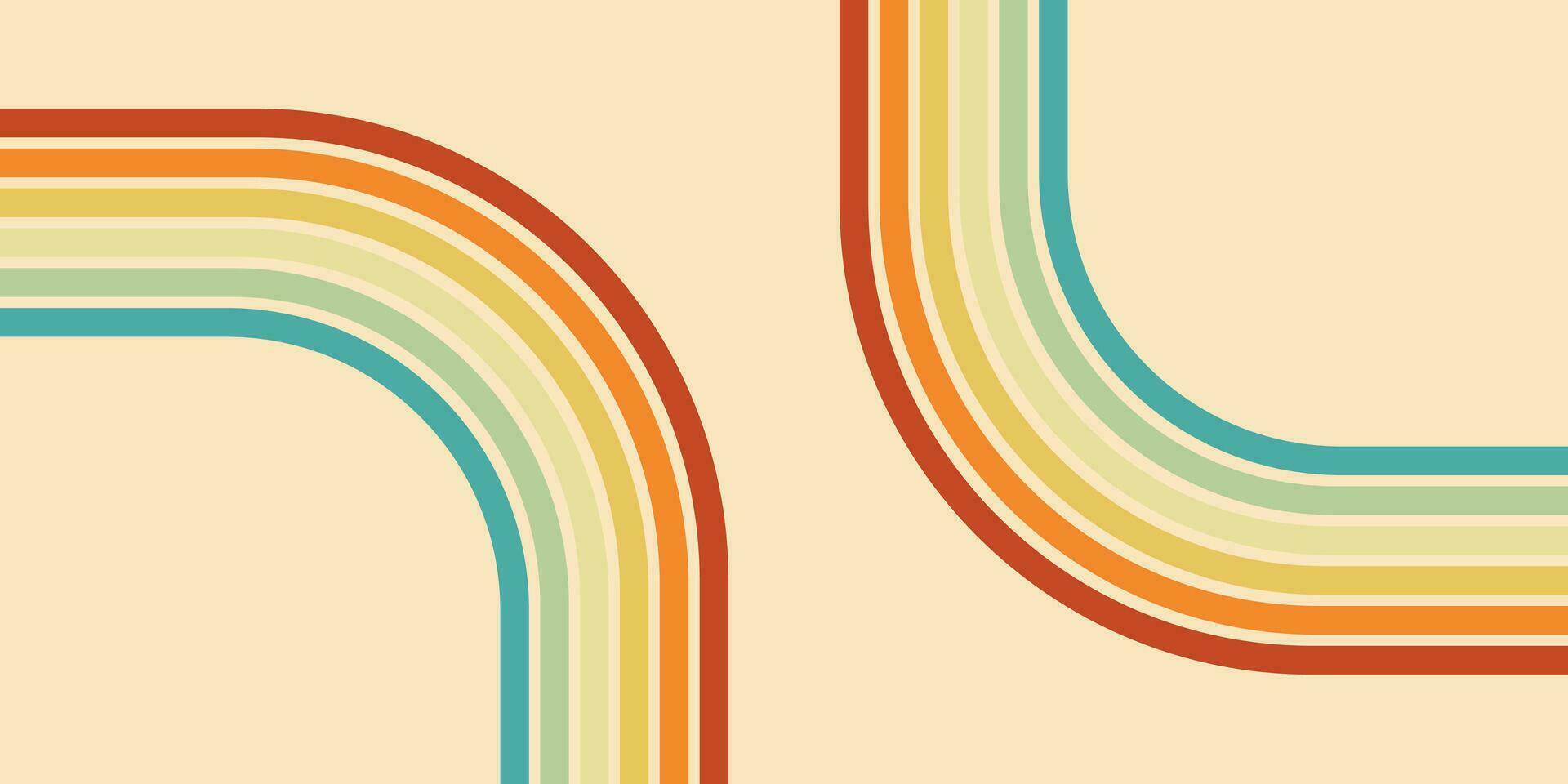 vintage rainbow line background vector