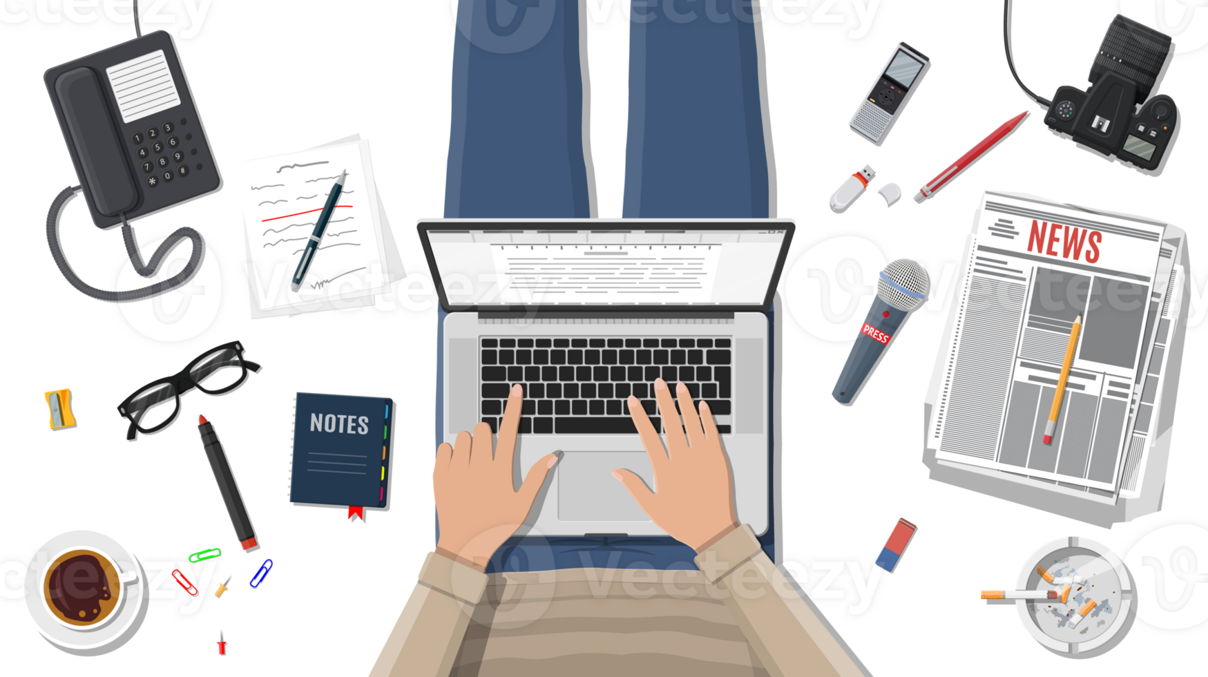 Freelance writer or journalist workplace png