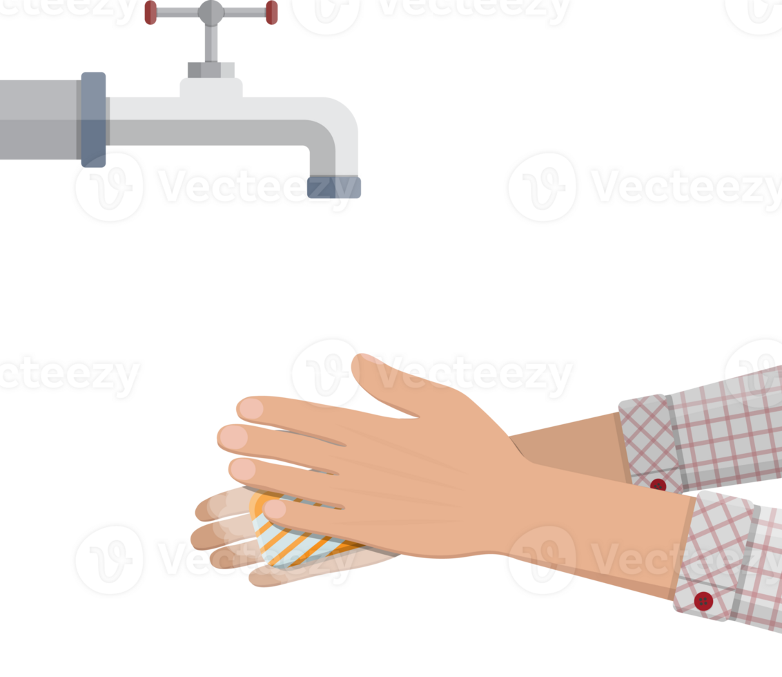 Man washes hands with soap png
