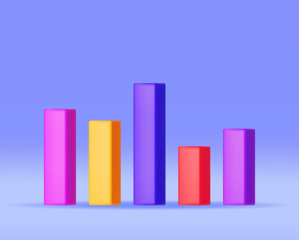 3D Growth Stock Diagram Isolated. Render Stock Bars Shows Growth or Success. Financial Item, Business Investment, Financial Market Trade. Money and Banking. Vector Illustration