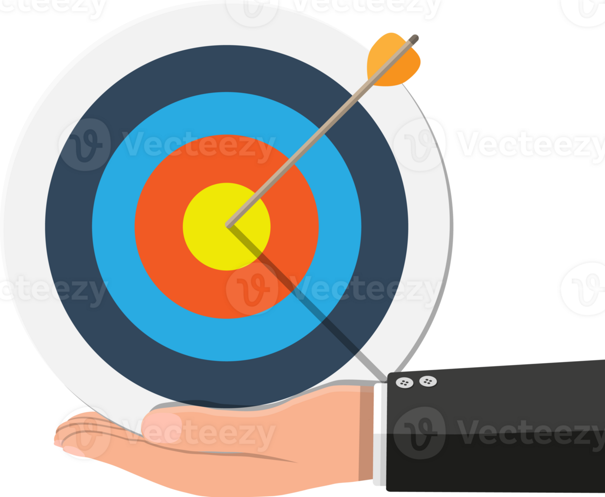 Red white circle darts target with orange arrow png