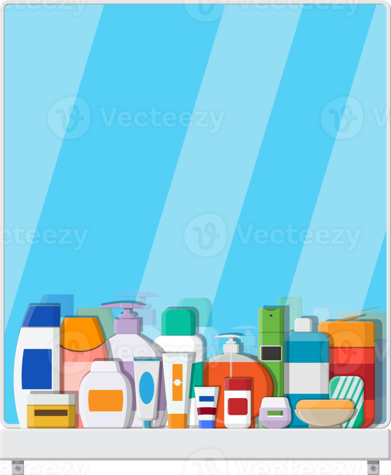 Bathroom mirror and dental cleaning tools png