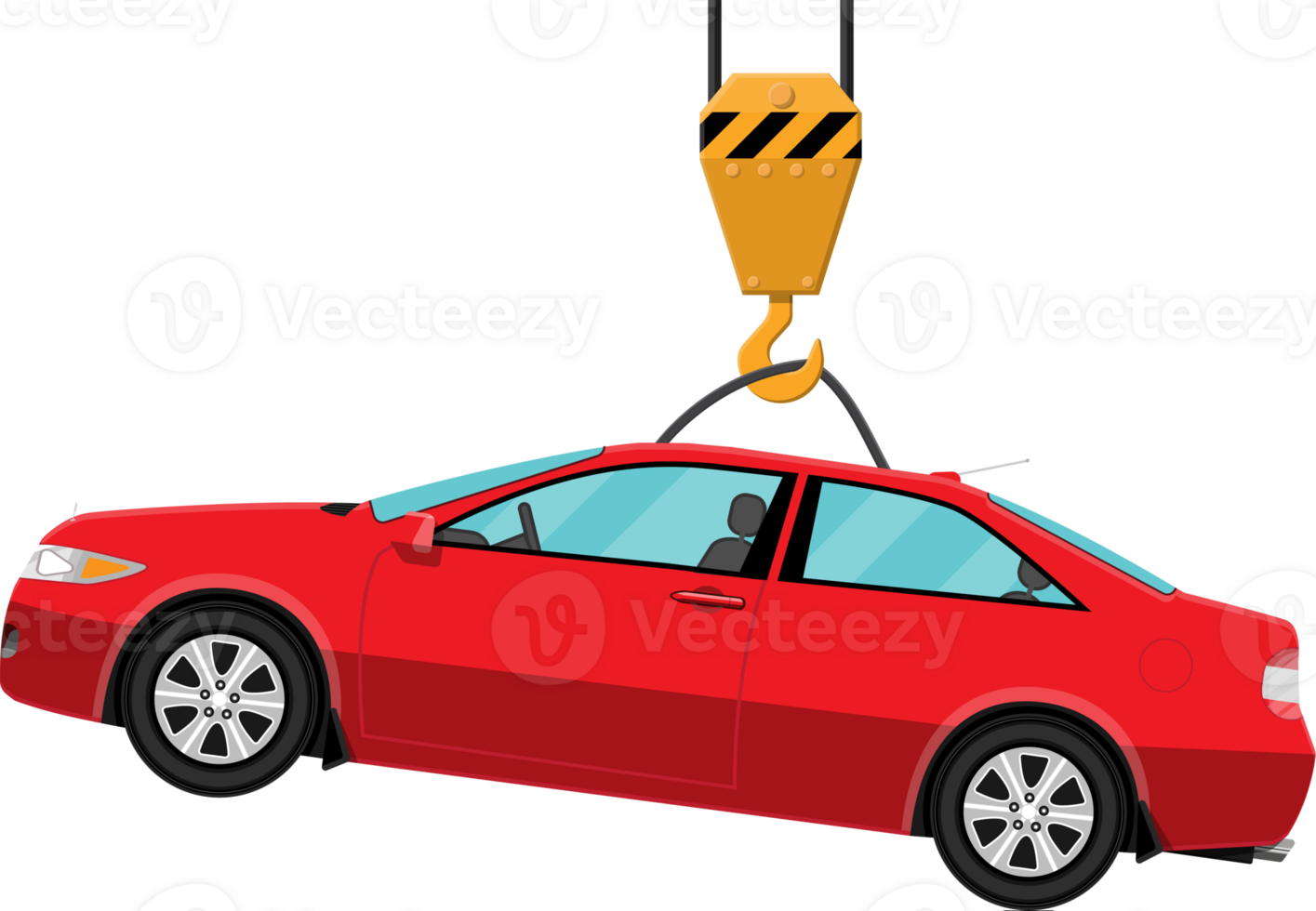 rosso coupe auto sospeso su gancio gru png