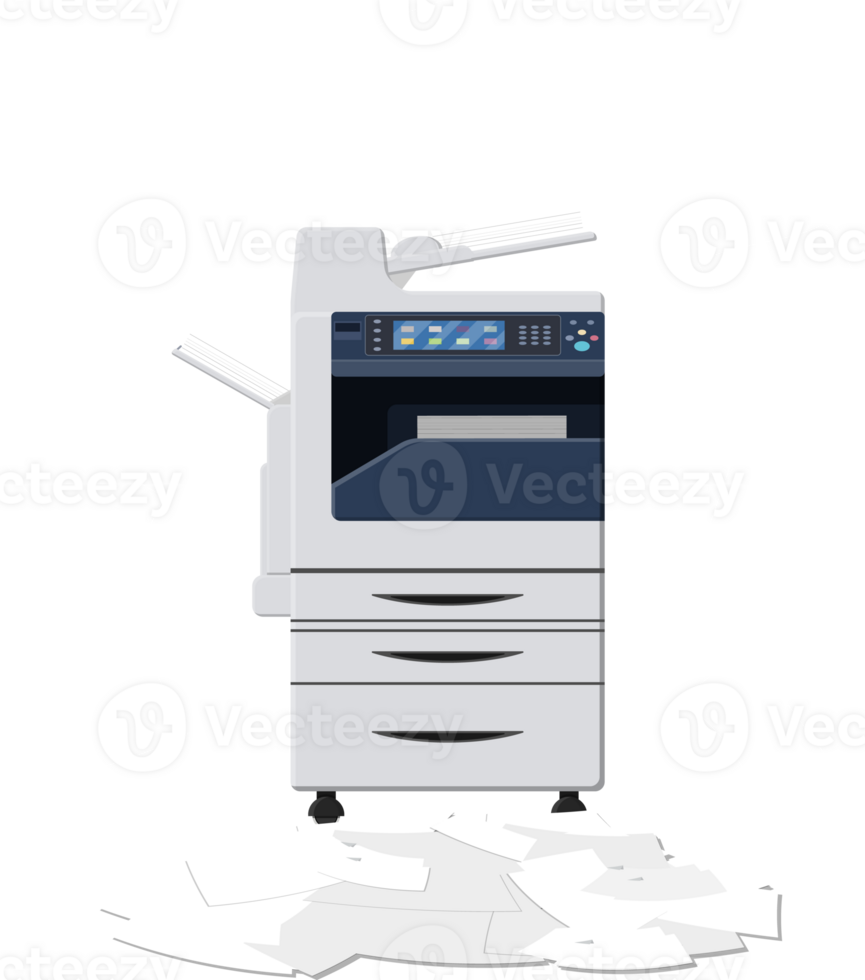 Pile of paper documents and printer png