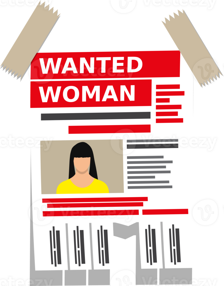 Wanted woman paper poster png
