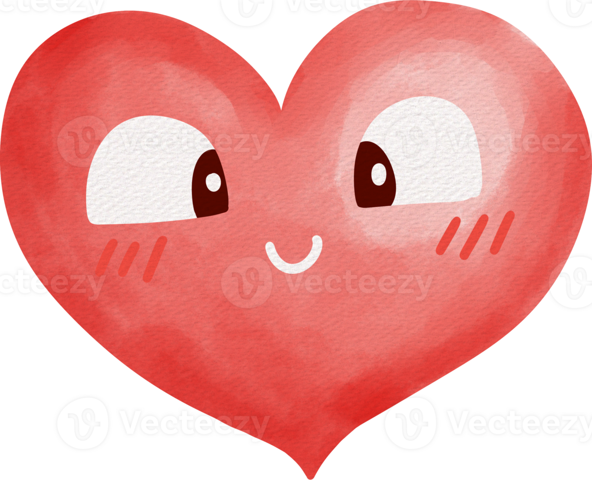 A cartoon heart with eyes and a smile. png