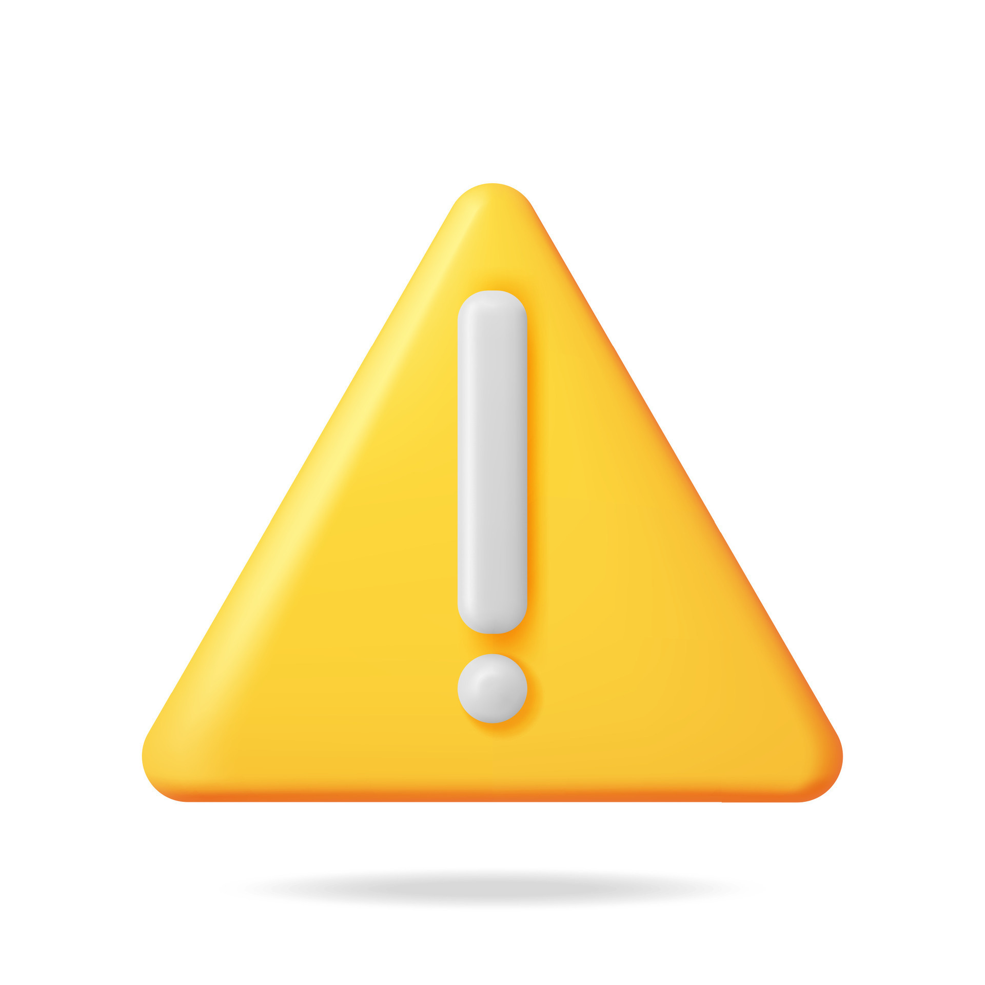 3D Yellow Exclamation Mark Isolated. Redner Triangle Attention
