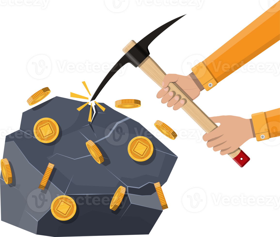 Golden coin with computer chip png