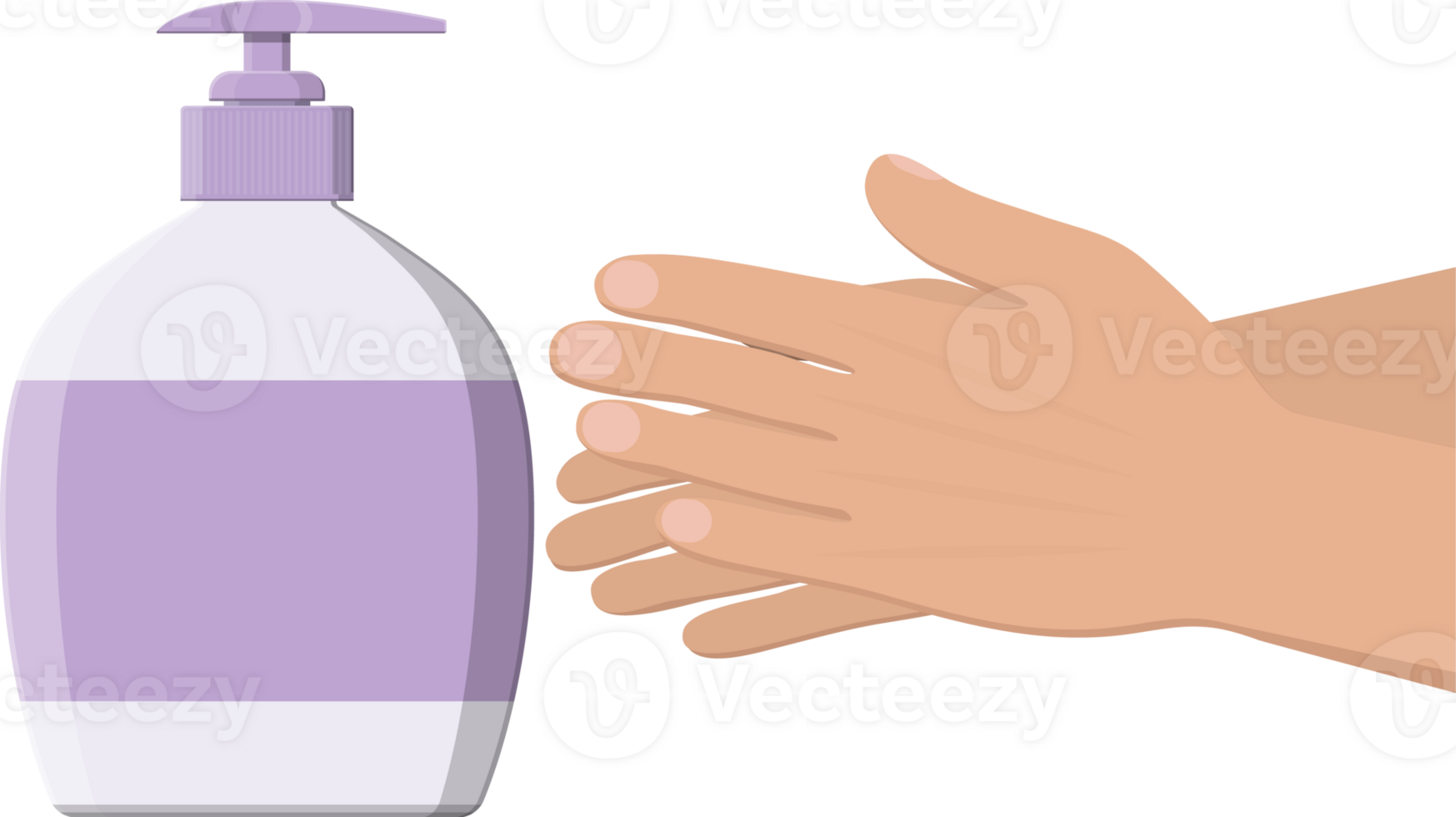 Bottle with liquid soap and hands png