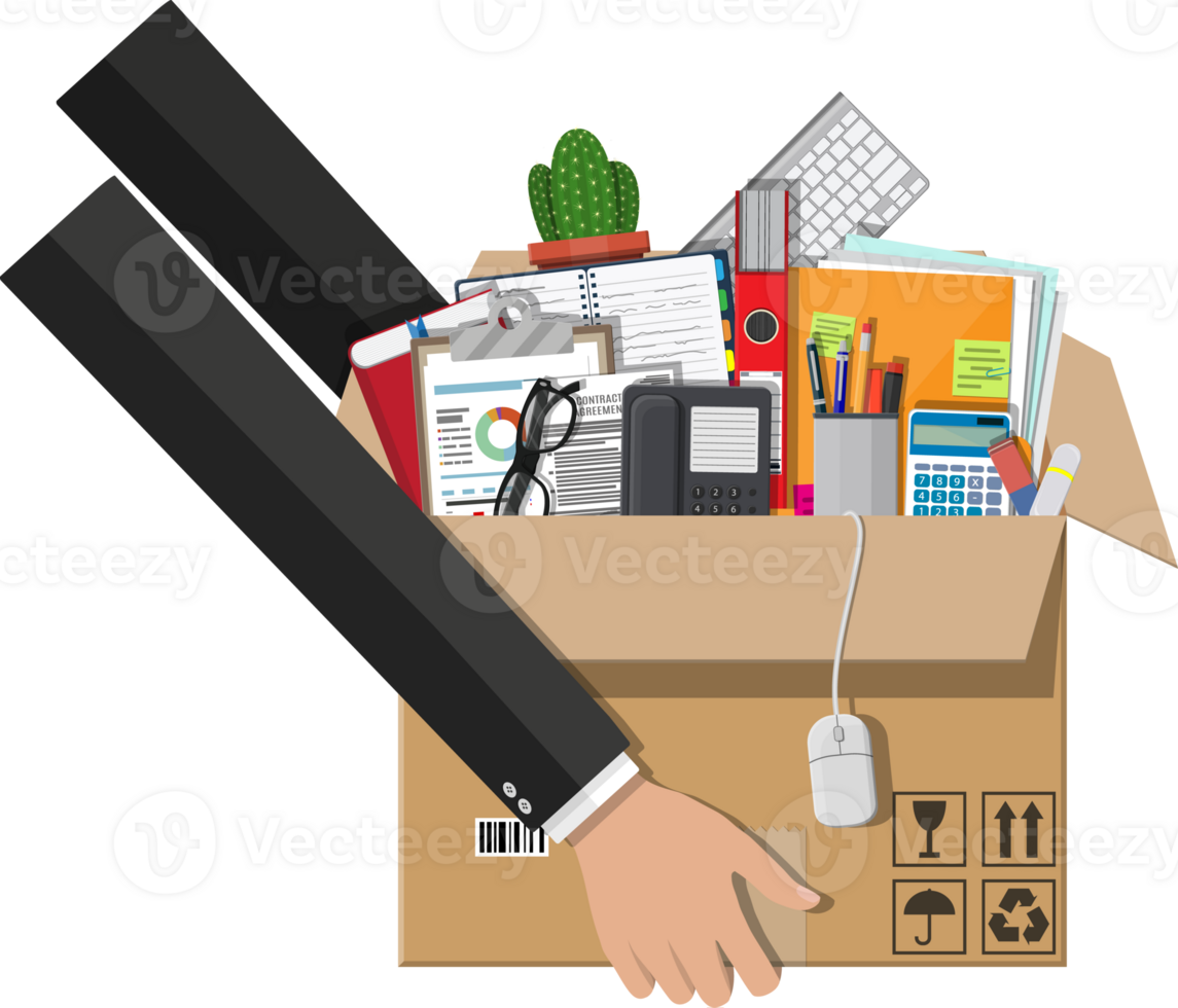 Moving to new office, cardboard box png