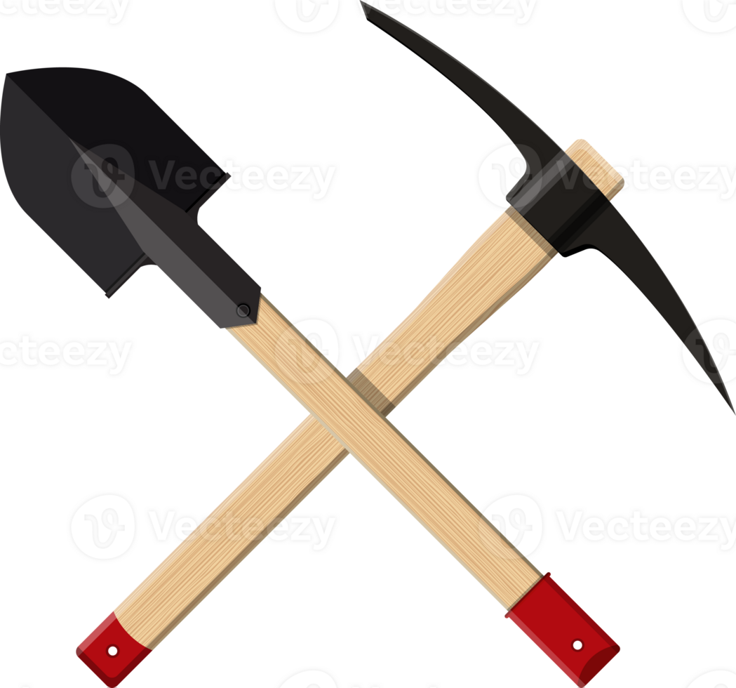 Crossed shovel and pickaxe png