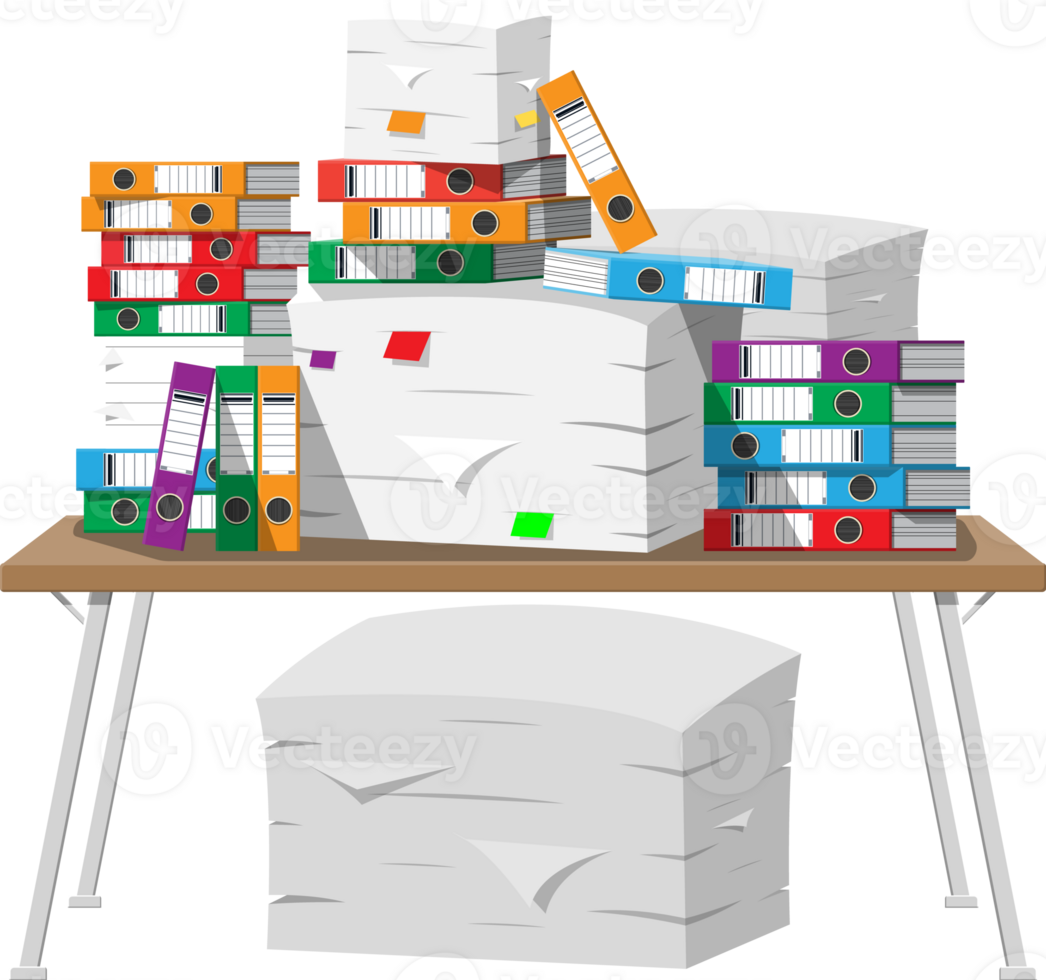 Pile of paper documents and file folders png