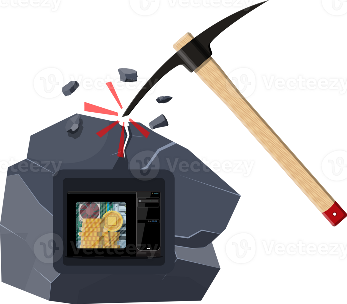 Golden coin with computer chip png