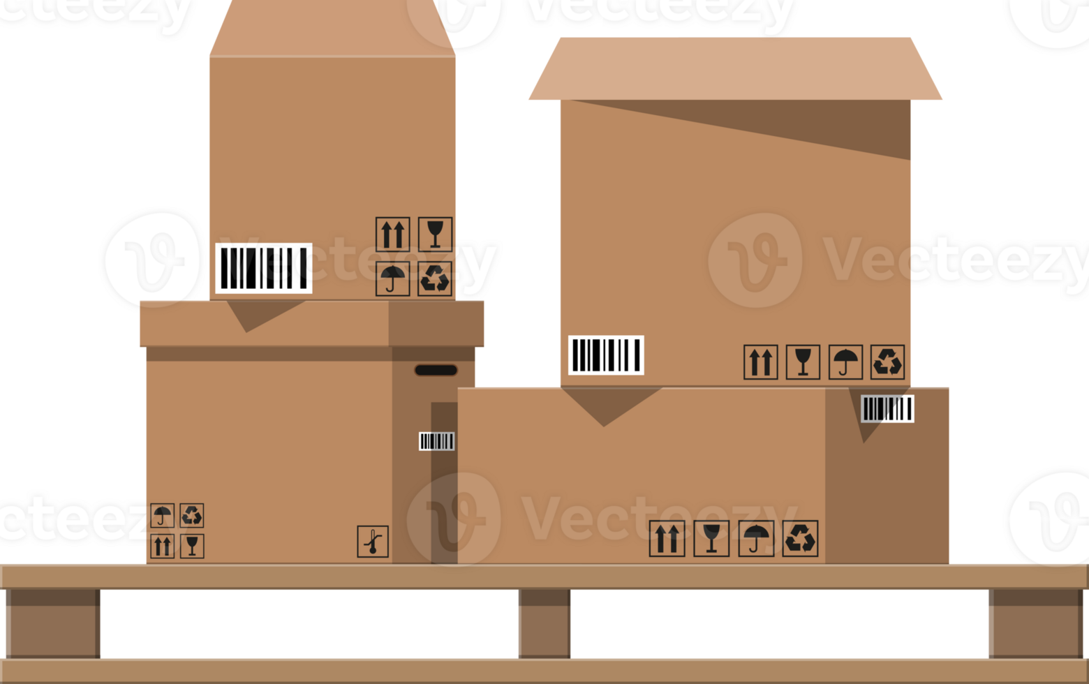 Pile cardboard boxes on wooden pallets 35857007 PNG