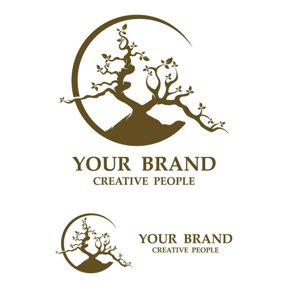 bonsai logo modelo vector ilustración diseño