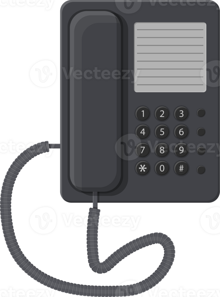 Bureau noir câblé téléphone png