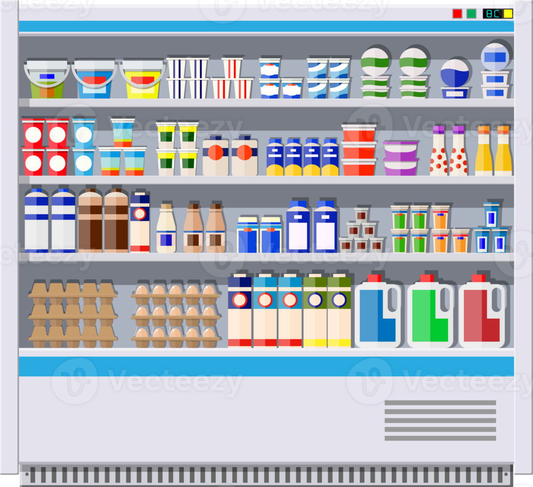 Showcase fridge for cooling dairy products. png