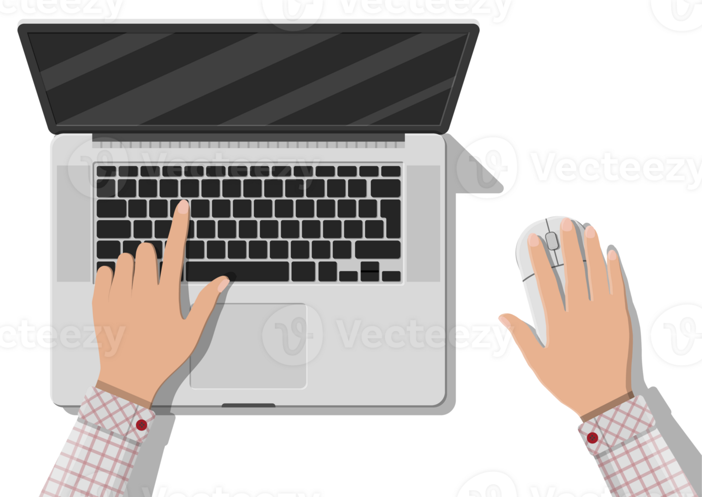 Laptop top view, mobile computer png