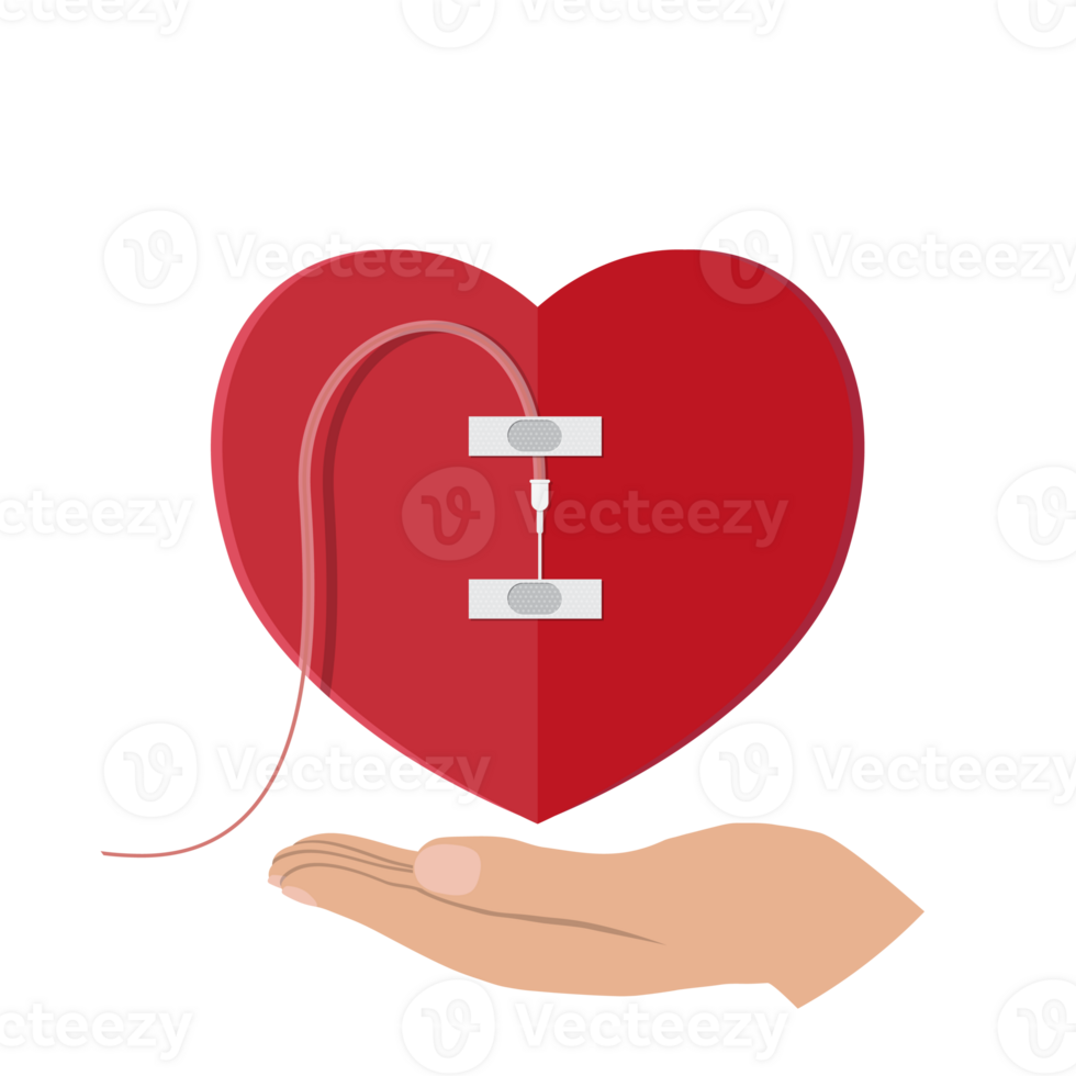 Bag with blood and hand of donor png