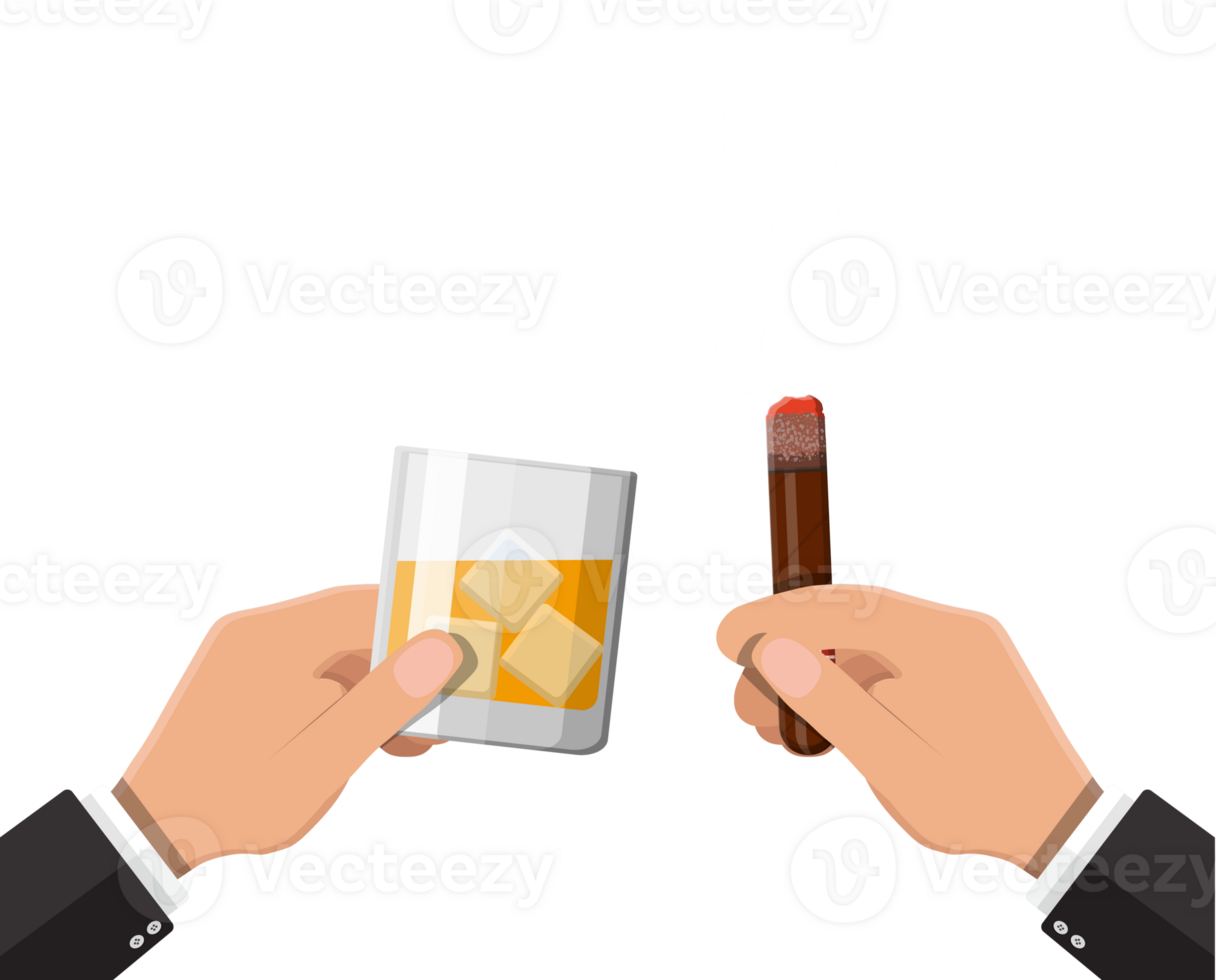 glas van whisky met sigaar png