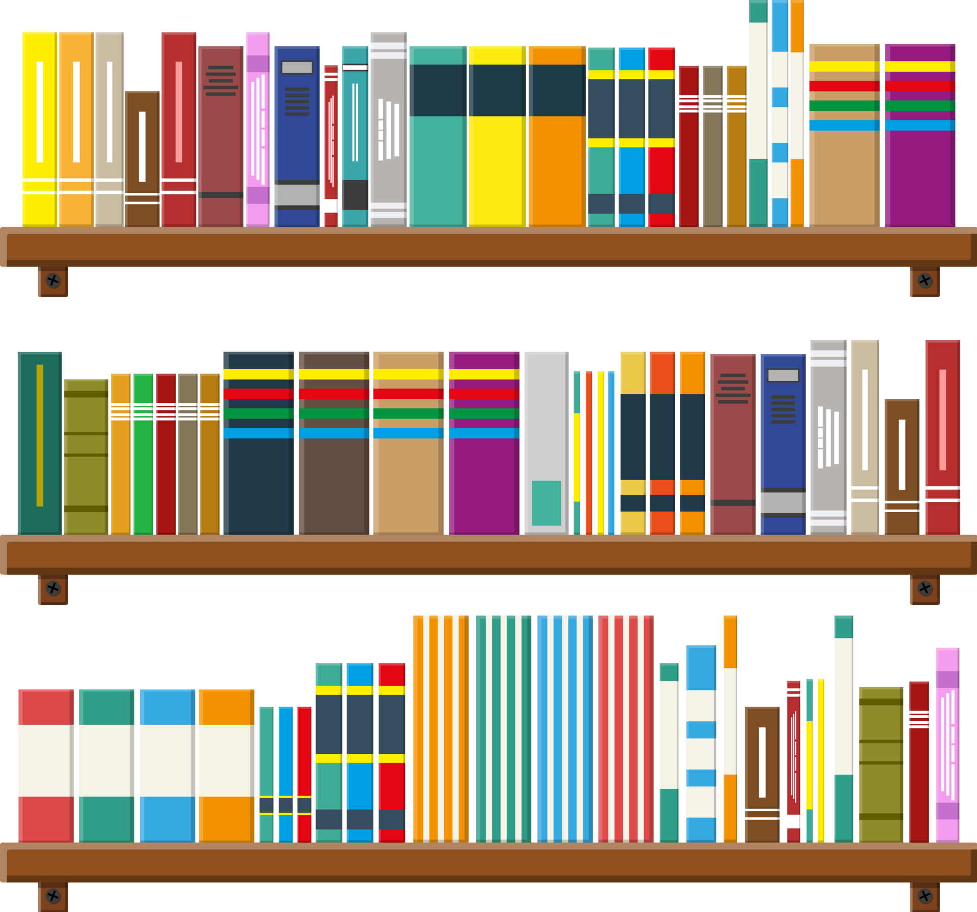 Library book shelf. Bookcase with different books. 35857368 PNG