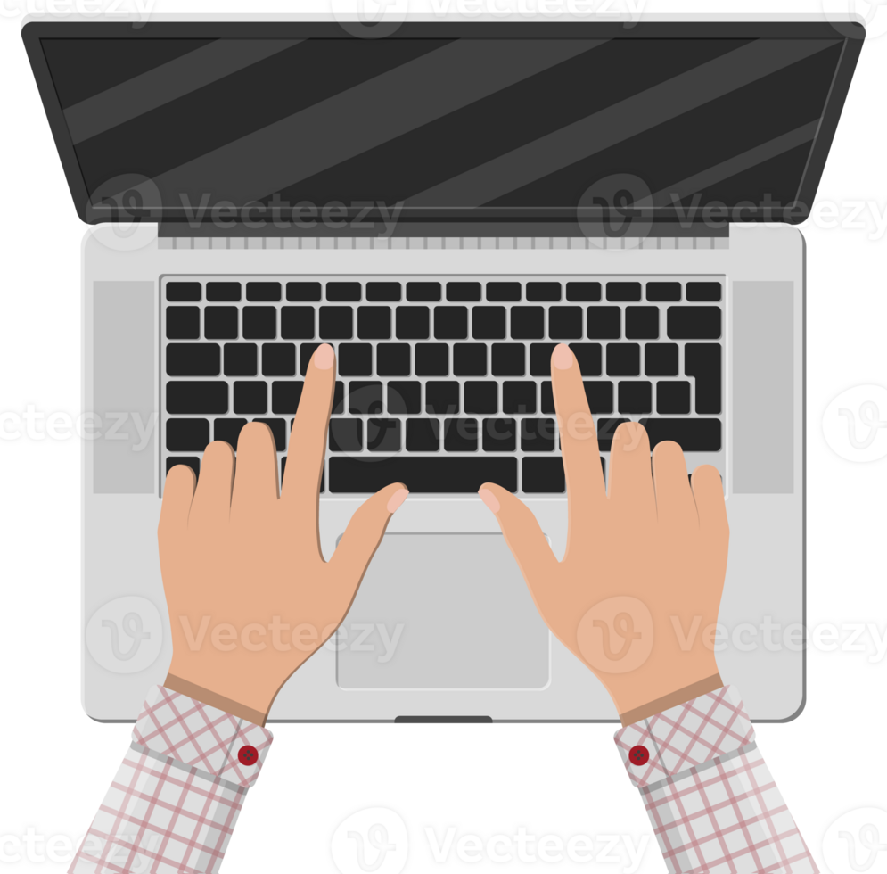 Laptop top view, mobile computer png
