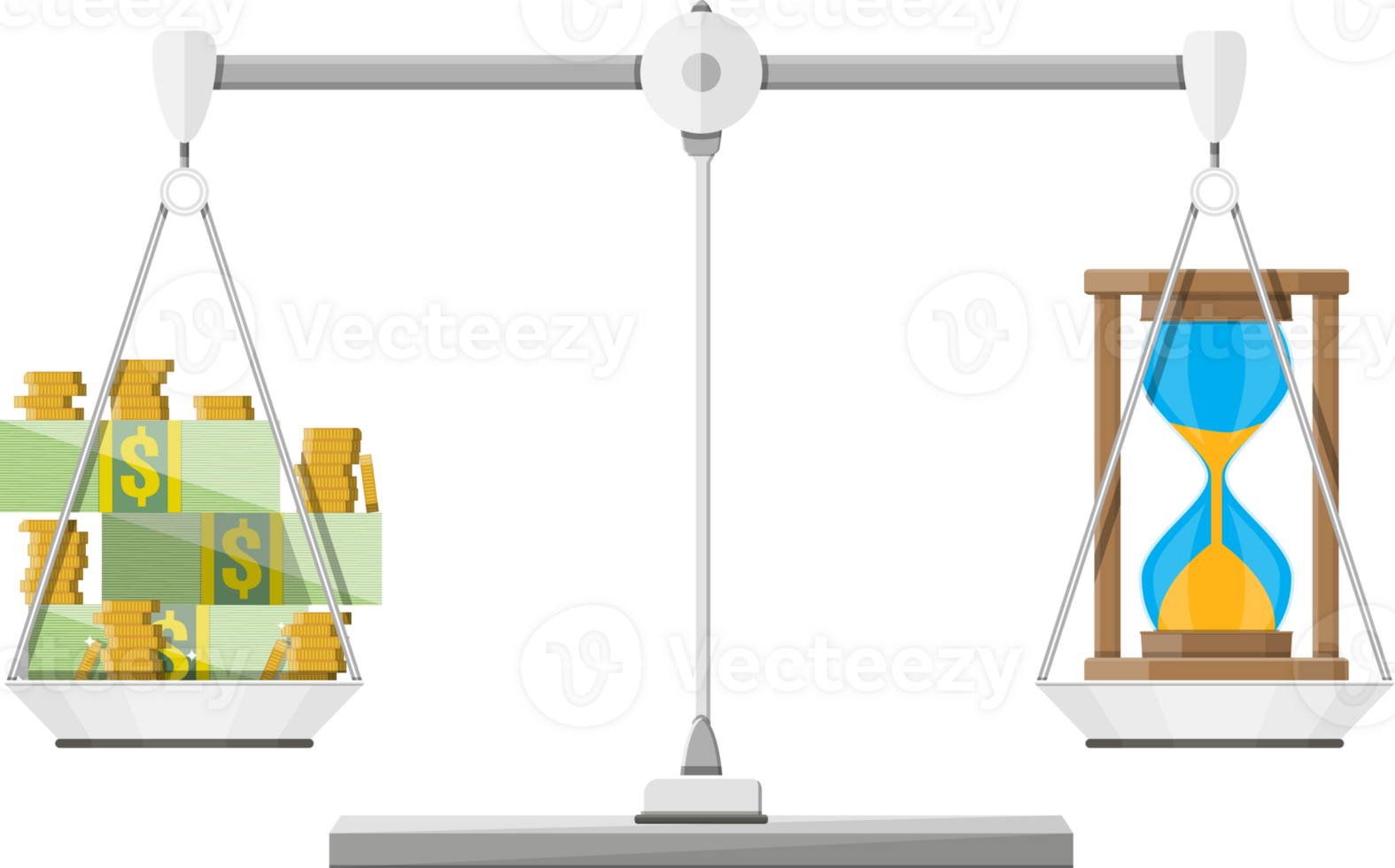 Scale weighing money and time png