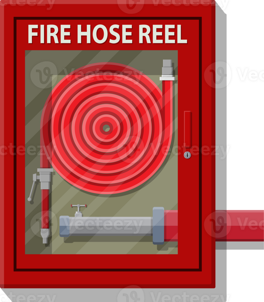 Water hose to extinguish the fire in cabinet png