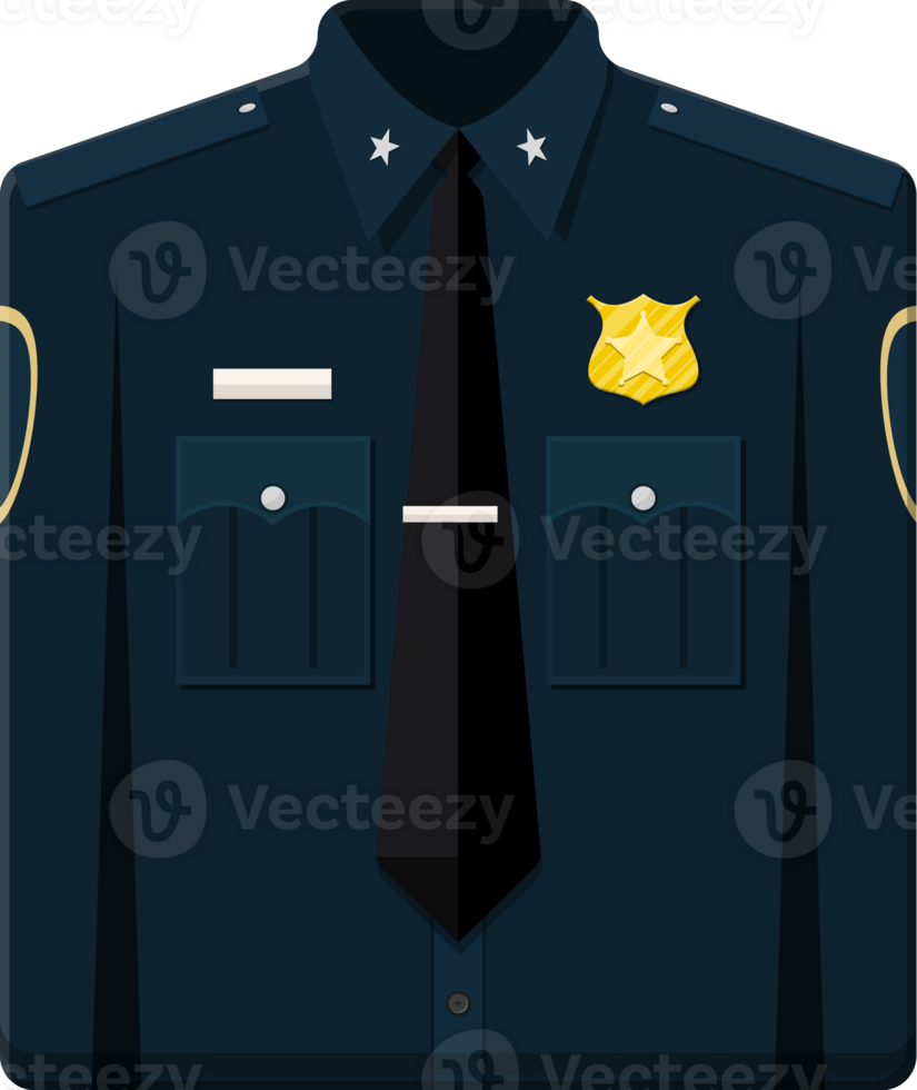 doblada azul policía uniforme con Insignia png
