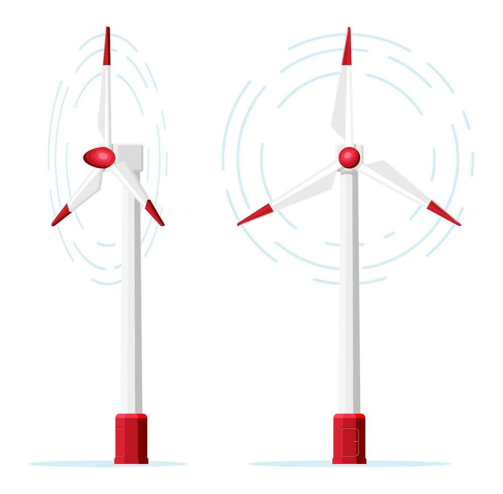 Wind turbine icon isolated on white background. Modern windmill symbol. Rotating win mill concept. Alternative renewable energy source. Flat vector illustration