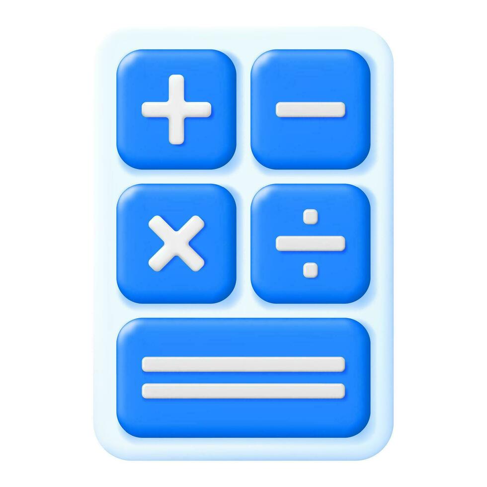 3D Minimal Calculator Isolated. 3d Look Mathematics Icon. Addition