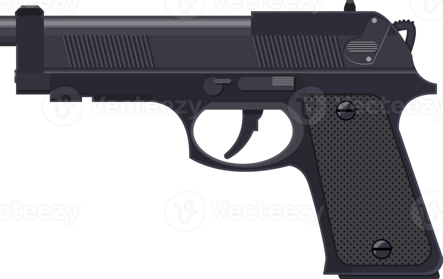 Pistol gun, automatic modern handgun png