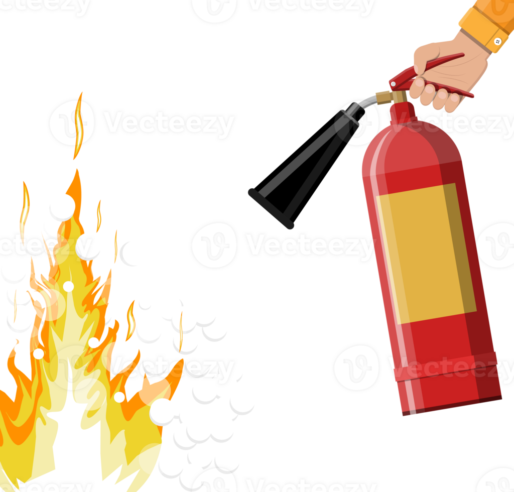 Fire extinguisher in hand, fire equipment png